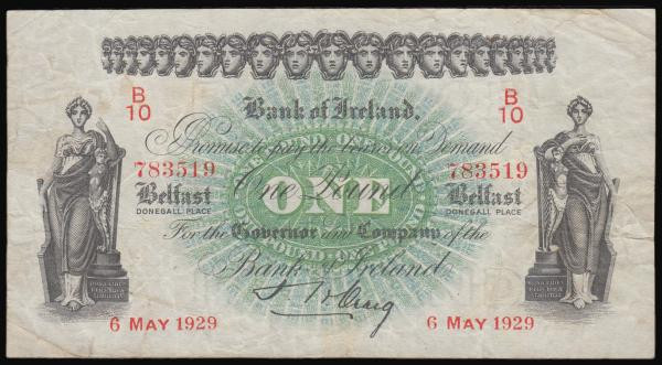 Northern Ireland Bank of Ireland &pound;1 dated 6 May 1929 first date of issue, ...