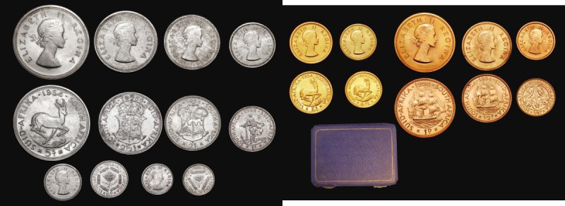 South Africa Proof Set 1954 (11 coins) Gold Pound, Gold Half Pound, and Crown to...