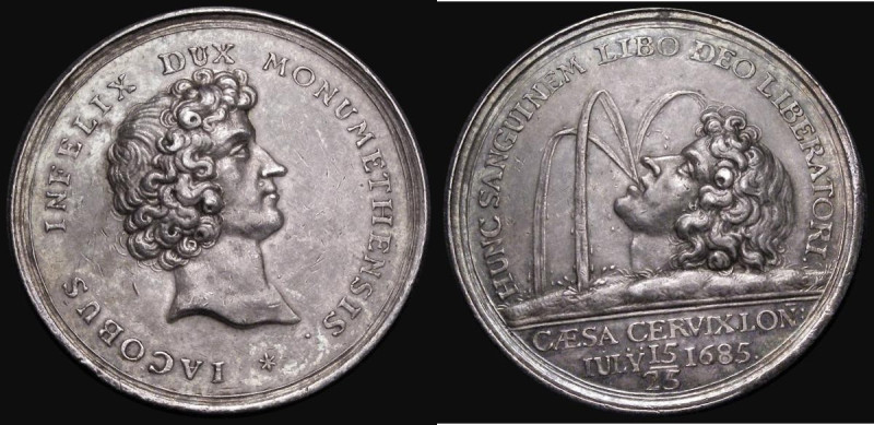 Duke of Monmouth Beheaded 1685 39mm diameter in silver by J.Smeltzing. Obverse B...