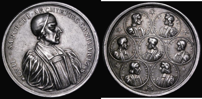 Archbishop Sancroft and the Bishops 1688 51mm diameter in silver, by G. Bower, O...