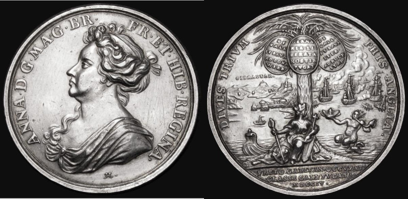 British&nbsp;Victories 1704 40mm diameter in silver by G.Hautsch Obverse: Bust l...