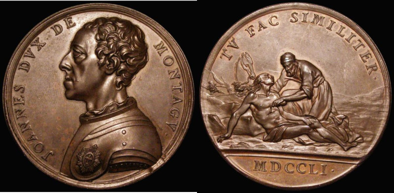 Duke of Montagu memorial 1751 55mm diameter in bronze by J.A.Dassier, Obverse: B...