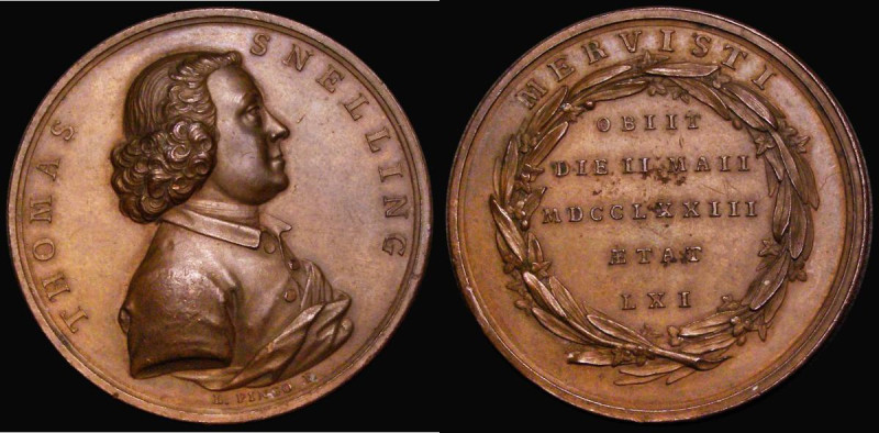 Death of Thomas Snelling 1773 40mm diameter in bronze by L. Pingo, Obverse: bust...