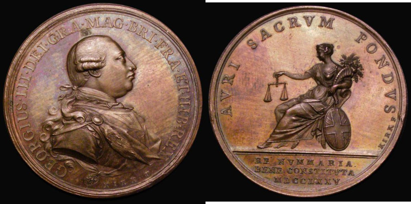 Gold Recoinage 1775 41mm diameter in bronze by J. Kirk, Obverse Bust right, armo...