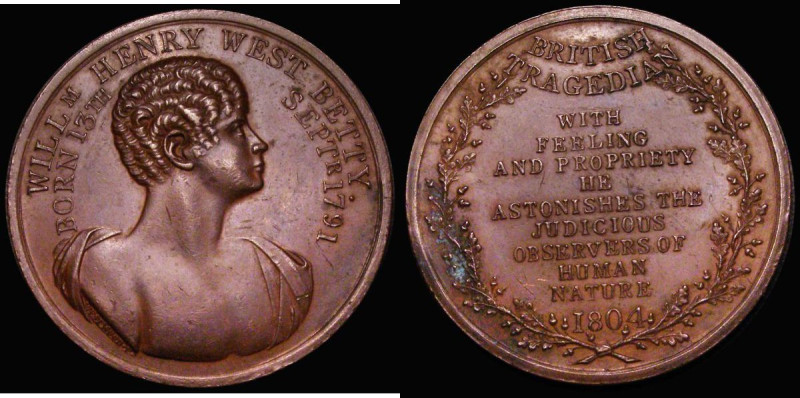 William Betty 1804 45mm diameter in bronze, by J. Westwood, Obverse: Bust right,...