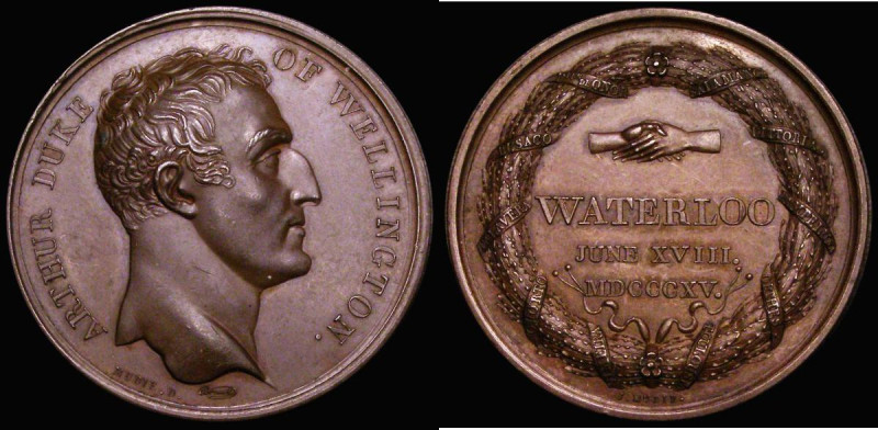 Battle of Waterloo 1815 41mm diameter in bronze, N.G.A. Brenet, Obverse: Bust ri...