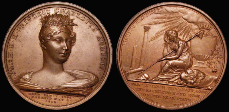 Death of Princess Charlotte 1817 50mm diameter in bronze, by T. Webb and G. Mill...