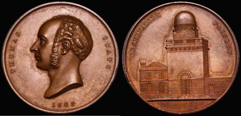 Death of Thomas Coats 1883 49mm diameter in bronze, by N.Macphail, Obverse: Bust...