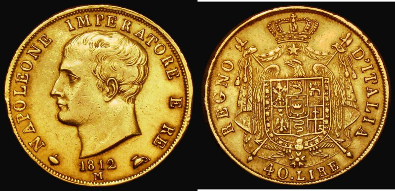 Italian States - Kingdom of Napoleon 40 Lire Gold 1812M KM#12 NVF with some edge...