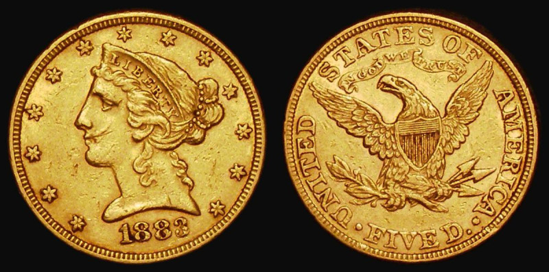 USA Five Dollars Gold 1883 Breen 6723 VF with some contact marks
Estimate: GBP ...