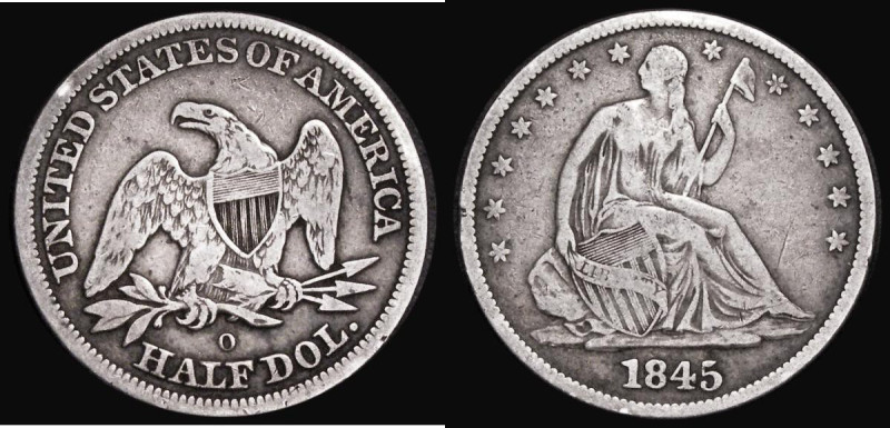 USA Half Dollar 1845 O Normal O and date, Breen 4777, VG, the reverse slightly b...