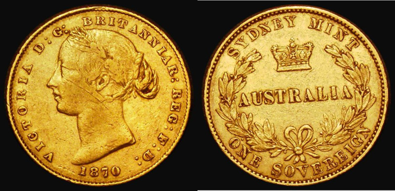 Australia Sovereign 1870 Sydney Branch Mint Marsh A375 Fine with an old scratch ...