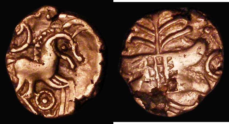 Celtc Gold Quarter Stater, early uninscribed type (c.mid to late 1st Century BC)...