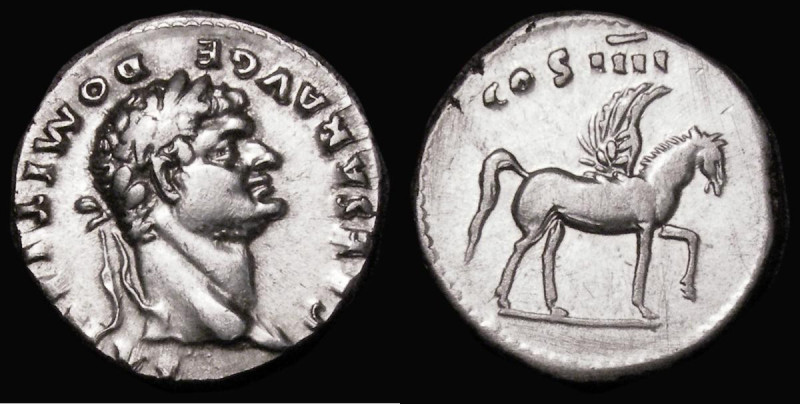 Roman Denarius Domitian (as Caesar) 76AD, Obverse: Laureate head right, CAESAR A...