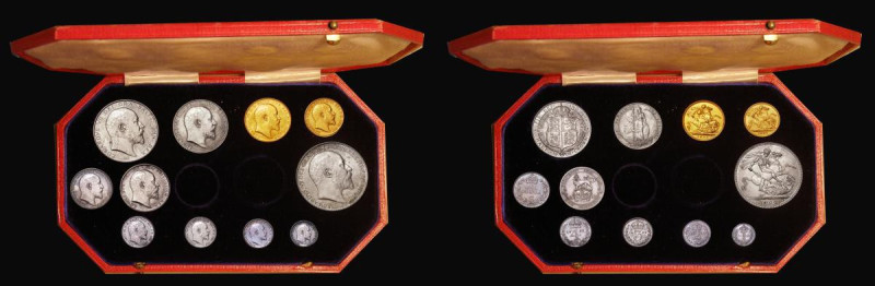 Proof Set 1902 the short Matt Proof issue (11 coins) Sovereign to Maundy Penny, ...