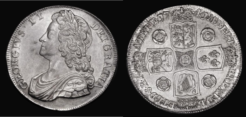 Crown 1741 Roses ESC 123, Bull 1666 GEF nicely toned, the obverse with some mino...