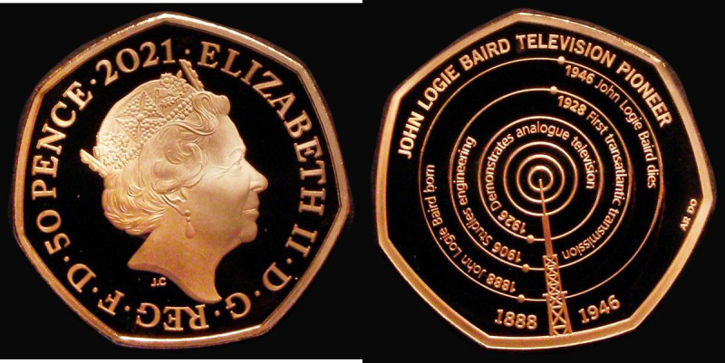 Fifty Pence 2021 John Logie Baird - The Father of Television 75th Anniversary of...