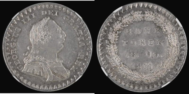 One Shilling and Sixpence Bank Token 1811 ESC 969, Bull 2112 lustrous with subtl...