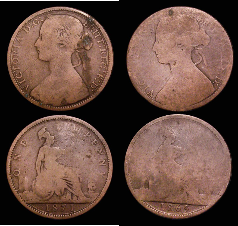 Pennies (2) 1869 Freeman 59 dies 6+G Poor with clear date, 1871 Freeman 61 dies ...