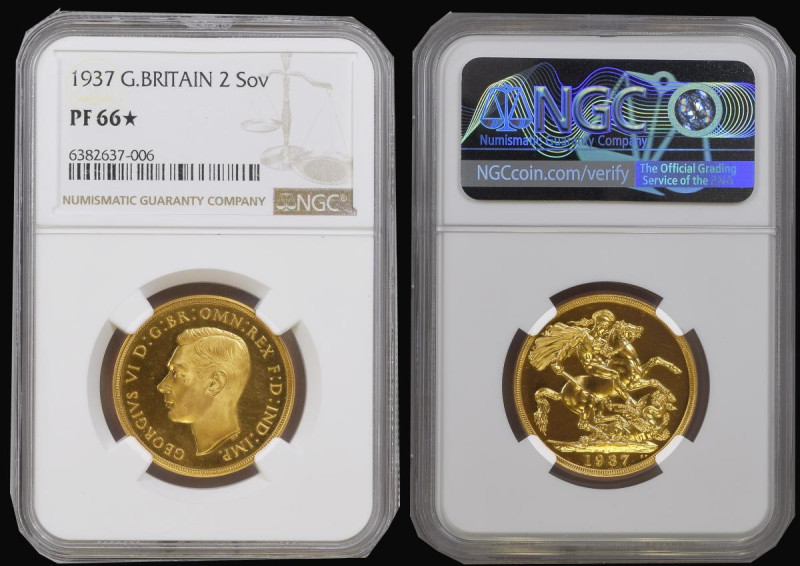 Two Pounds 1937 Proof Marsh T46, S.4075, in an NGC holder and graded PF66* , an ...