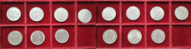 Lotti e Confezioni. Austria. Lotto di 7 pezzi. 2 Scellini 1928, 25 Scellini 1955, 1956, 1957, 1958 (2 pz.), 1959. Ag. Mediamente SPL. (3623)