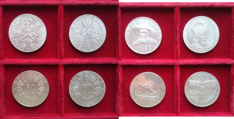 Lotti e Confezioni. Austria. Lotto di 4 pezzi. 50 Scellini 1959, 1963, 1964, 196...