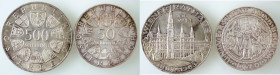 Lotti e Confezioni. Austria. Lotto di 2 monete. 500 Scellini 1983 e 50 Scellini 1970. Ag. qFDC. (1423)
