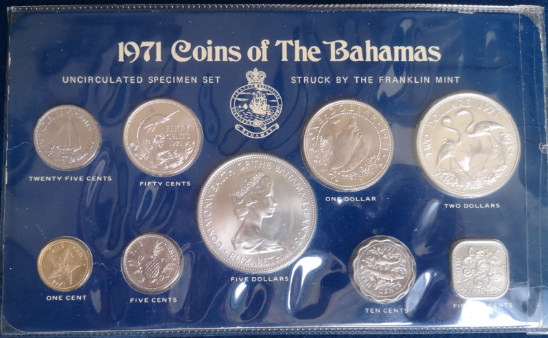 Lotti e Confezioni. Bahamas. Elisabetta II. 1952-2022. Set Coin 1971. 9 pezzi. 4...