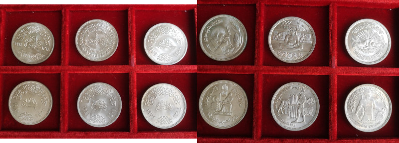Lotti e Confezioni. Egitto. Lotto di 6 Pezzi. Pound 1974, 1978, 1979, 1979, 1980...