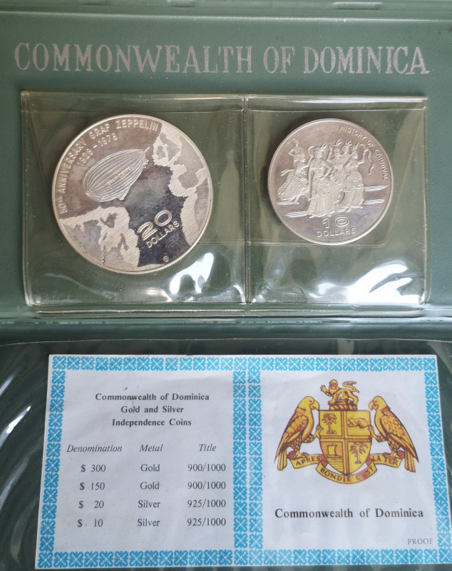 Lotti e Confezioni. Dominica. Set Coin. 20 e 10 Dollari 1978. Ag. Proof. Confezi...