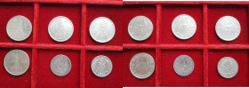 Lotti e Confezioni. Germania. Lotto di 6 Pezzi. 5 Reichmark 1934 A, D, F, E, 1 Marco 1914 A, 1875 E. Ag. Mediamente BB. (3223)