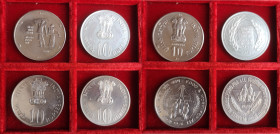 Lotti e Confezioni. India. Lotto di 4 pezzi. 10 Rupie 1973, 1974, 1976, 1981. Cu-Ni. qFDC. (5123)
