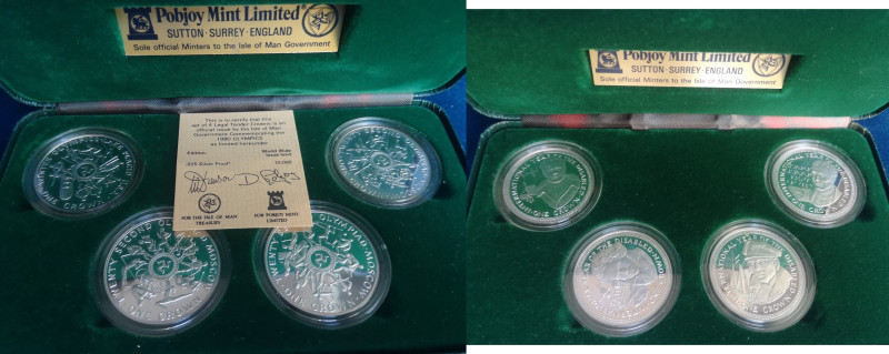 Lotti e Confezioni. Man Island. Set Coin 1980. 4 pezzi da 1 Corona 1980 Olimpiad...