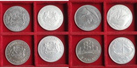 Lotti e Confezioni. Singapore. Lotto di 4 pezzi. 10 Dollari 1972, 1975, 1978, 5 Dollari 1973. Ag. qFDC. (4923)