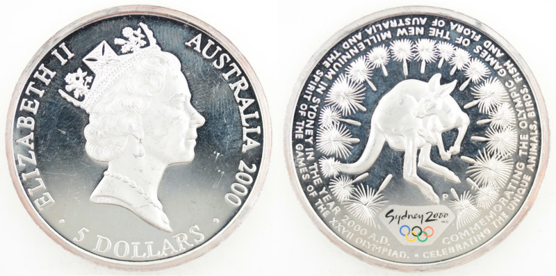 Monete Estere. Australia. Elisabetta II. 1952-2022. 5 Dollari 2000. Sidney 2000....