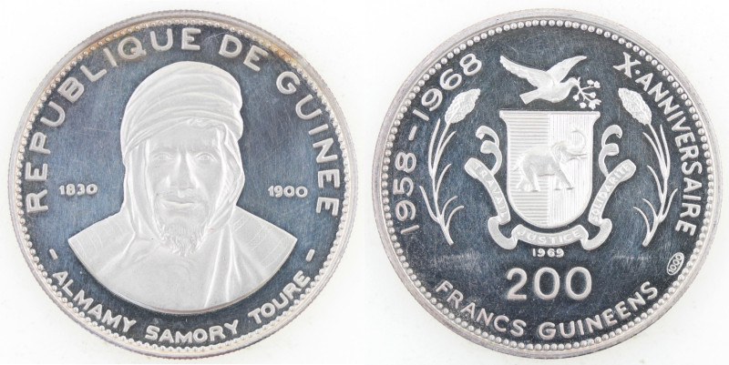 Monete Estere. Guinea. 200 Franchi 1969. Ag. KM# 11. Peso gr. 11,73. Diametro mm...