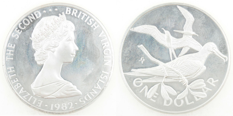 Monete Estere. Isole Vergini Britanniche. Elisabetta II. 1952-2022. Dollaro 1982...