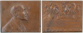 Medaglie. Placchetta Gabriele D'Annunzio. Br. Opus L. Meazza Milano. Peso gr. 89,74. Diametro mm. 60x47. qFDC. (7023)