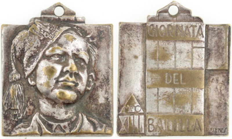 Medaglie. Giornata del Balilla. Anno XIII. Br. Argentato. Opus Senesi. Peso gr. ...