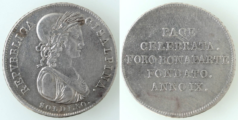 Zecche Italiane. Milano. Repubblica Cisalpina. 1800-1802. 30 Soldi Anno IX. Ag. ...