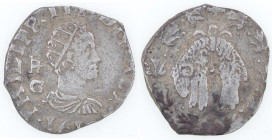 Zecche Italiane. Napoli. Filippo III. 1598-1621. Mezzo Carlino 1611 IAF/GI. Ag. Mag. 46. Peso gr. 1,38. Diametro mm. 15. BB+. Patina. RRR. (LG)