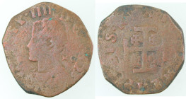 Zecche Italiane. Napoli. Filippo IV. 1621-1665. Grano. 1623/1623. Ae. Mag. 52. Peso gr. 7,29. Diametro mm. 28. MB. Spatinata. RRRR.