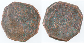 Zecche Italiane. Napoli. Filippo IV. 1621-1665. Tornese 1622. Ae. Mag. 96-97. Peso gr. 3,65. Diametro mm. 19,50. BB. Sigla zecchiere M, manca la C. RR...