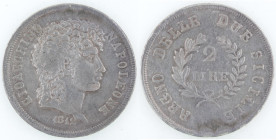 Zecche Italiane. Napoli. Gioacchino Murat. 2 lire 1812. Ag. Mag. 418. Peso gr. 9,90. Diametro mm. 27. qSPL. Conservazione insolita per questo rarissim...