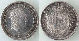 Zecche Italiane. Napoli. Ferdinando I. 1816-1825. Carlino 1818. Ag. Mag. 449. Peso gr. 2,30. Diametro mm. 18. qFDC. Rottura di conio. (0323)