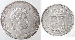 Zecche Italiane. Napoli. Ferdinando II. 1830-1859. Mezza Piastra 1846. Ag. Mag. 583. Peso gr. 13,83. Diametro mm. 31. qFDC. Fondi lucenti. NC. (7423)