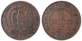 Zecche Italiane. Roma. Seconda Repubblica Romana. 1848-1849. Baiocco 1849. Ae. Gig. 9. Peso 10,17 gr. Diametro 29,00 mm. BB+. R. (0323)