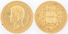 Casa Savoia. Carlo Alberto. 1831-1849. 20 Lire 1849 Genova. Au. Gig.44. Peso gr. 6,37. BB. Tracce di sporco al rovescio. (6823)