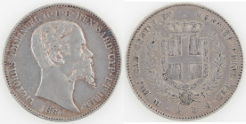 Casa Savoia. Regno di Sardegna. Vittorio Emanuele II. 1849-1861. Lira 1860 Milano. Ag. Gig.76. Peso gr. 4,98. qSPL-SPL. NC. (423)