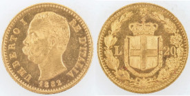 Casa Savoia. Umberto I. 1878-1900. 20 lire 1882. Au. Gig 12. Peso gr. 6,45. SPL+. (6823)